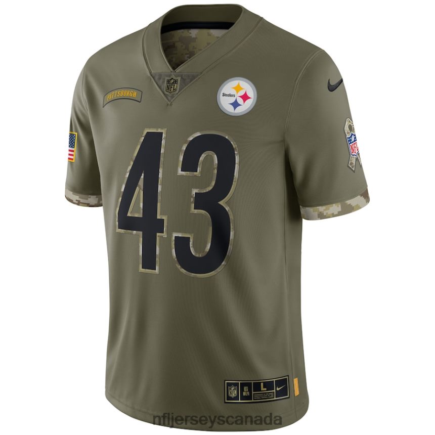 Men Pittsburgh Steelers Troy Polamalu Nike Olive 2022 Salute To Service Retired Player Limited Jersey Clothing NFL TBXFR62350