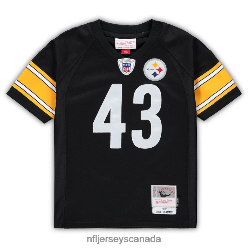 Men Preschool Pittsburgh Steelers Troy Polamalu Mitchell  Ness Black Retired Legacy Jersey Clothing NFL TBXFR62124