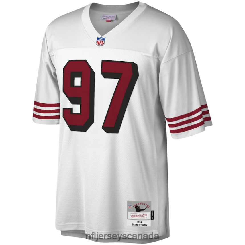 Men San Francisco 49ers Bryant Young Mitchell  Ness White 1994 Legacy Replica Jersey Clothing NFL TBXFR62073
