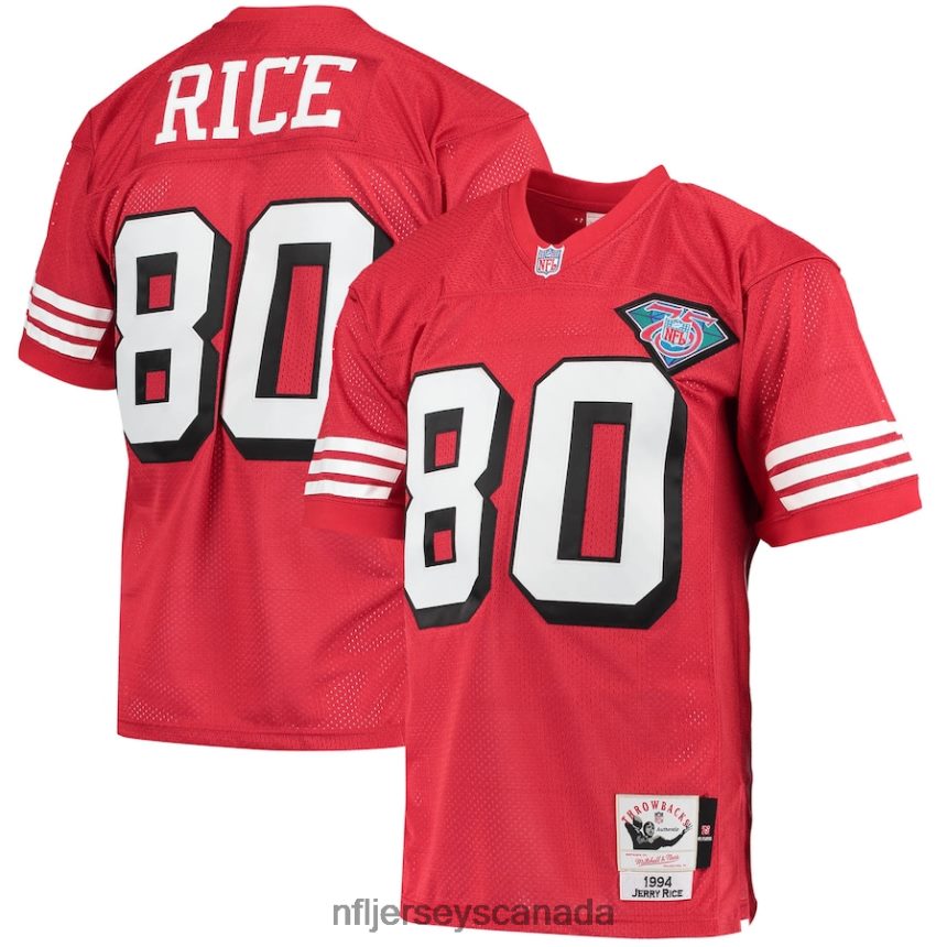 Men San Francisco 49ers Jerry Rice Mitchell  Ness Scarlet 1994 Authentic Retired Player Jersey Clothing NFL TBXFR6671