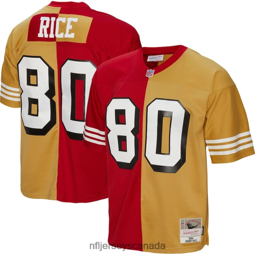 Men San Francisco 49ers Jerry Rice Mitchell  Ness Scarlet/Gold 1994 Split Legacy Replica Jersey Clothing NFL TBXFR6924