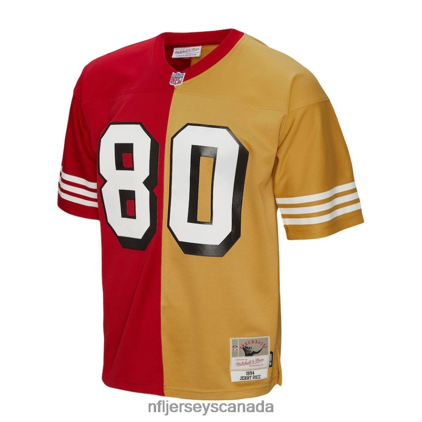 Men San Francisco 49ers Jerry Rice Mitchell  Ness Scarlet/Gold 1994 Split Legacy Replica Jersey Clothing NFL TBXFR6924
