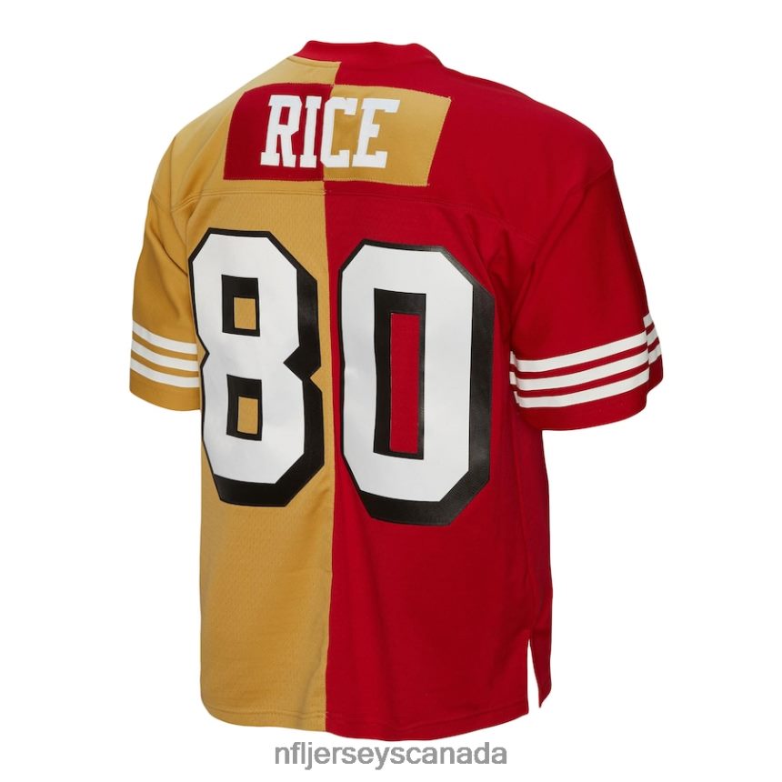 Men San Francisco 49ers Jerry Rice Mitchell  Ness Scarlet/Gold 1994 Split Legacy Replica Jersey Clothing NFL TBXFR6924