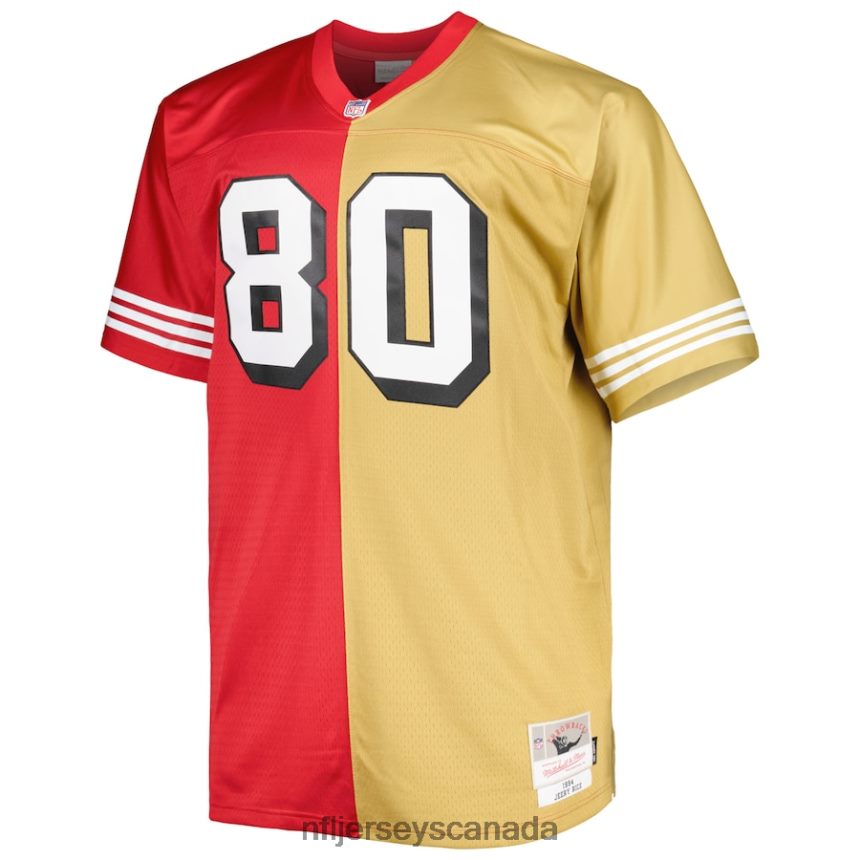 Men San Francisco 49ers Jerry Rice Mitchell  Ness Scarlet/Gold Big  Tall Split Legacy Retired Player Replica Jersey Clothing NFL TBXFR62132