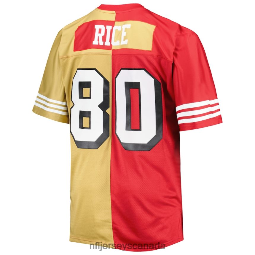 Men San Francisco 49ers Jerry Rice Mitchell  Ness Scarlet/Gold Big  Tall Split Legacy Retired Player Replica Jersey Clothing NFL TBXFR62132