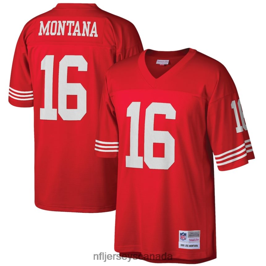 Men San Francisco 49ers Joe Montana Mitchell  Ness Scarlet Big  Tall 1990 Retired Player Replica Jersey Clothing NFL TBXFR61054