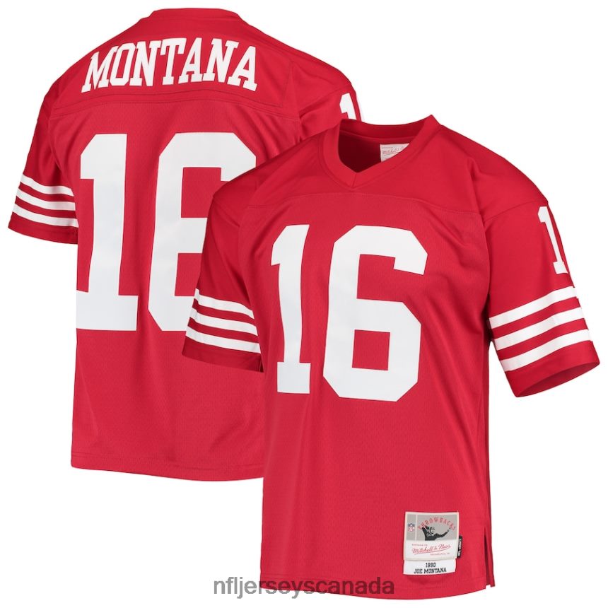 Men San Francisco 49ers Joe Montana Mitchell  Ness Scarlet Legacy Replica Jersey Clothing NFL TBXFR61355