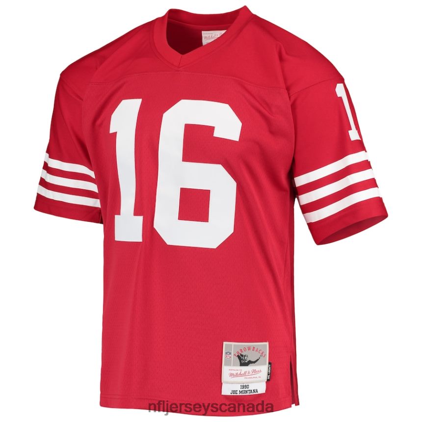 Men San Francisco 49ers Joe Montana Mitchell  Ness Scarlet Legacy Replica Jersey Clothing NFL TBXFR61355