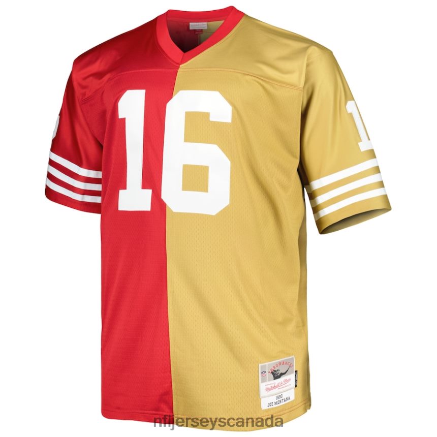 Men San Francisco 49ers Joe Montana Mitchell  Ness Scarlet/Gold Big  Tall Split Legacy Retired Player Replica Jersey Clothing NFL TBXFR62080