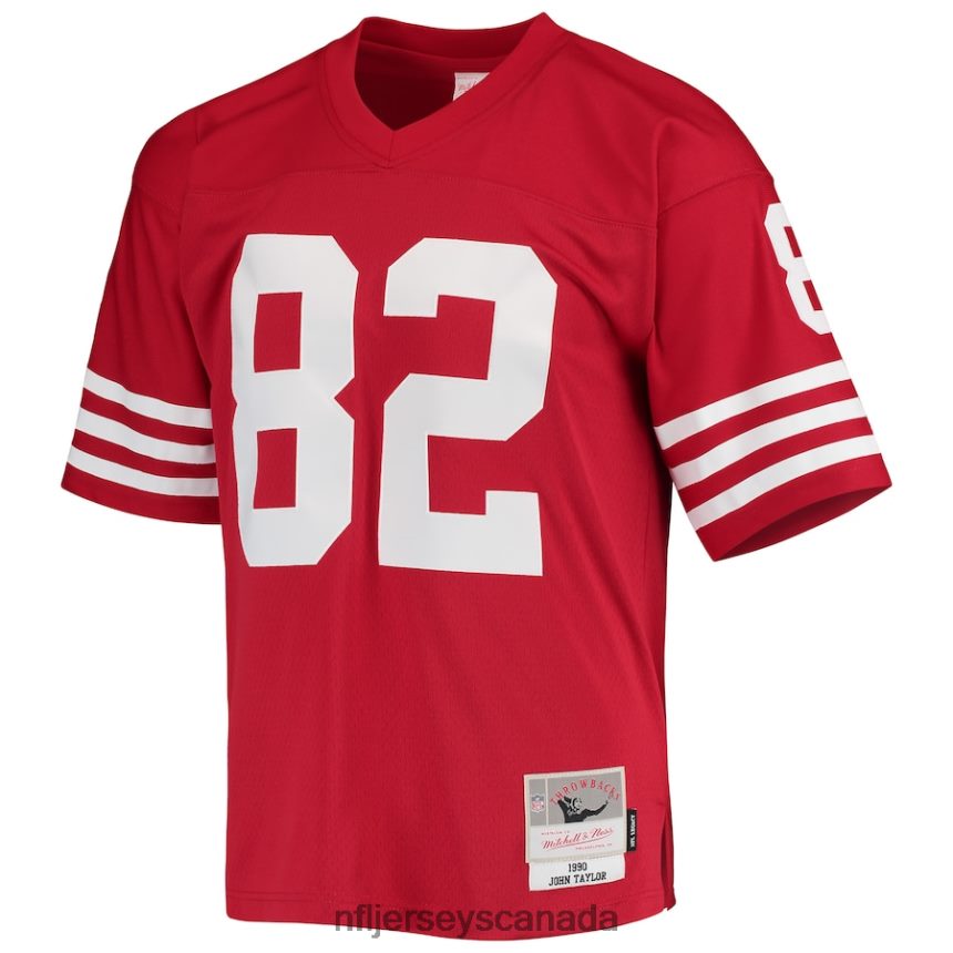 Men San Francisco 49ers John Taylor Mitchell  Ness Scarlet 1990 Legacy Replica Jersey Clothing NFL TBXFR61390