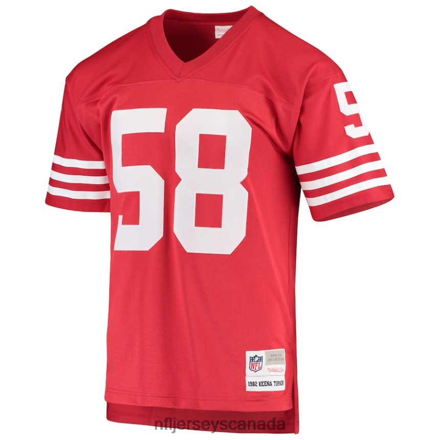 Men San Francisco 49ers Keena Turner Mitchell  Ness Scarlet 1982 Replica Legacy Throwback Player Jersey Clothing NFL TBXFR65495