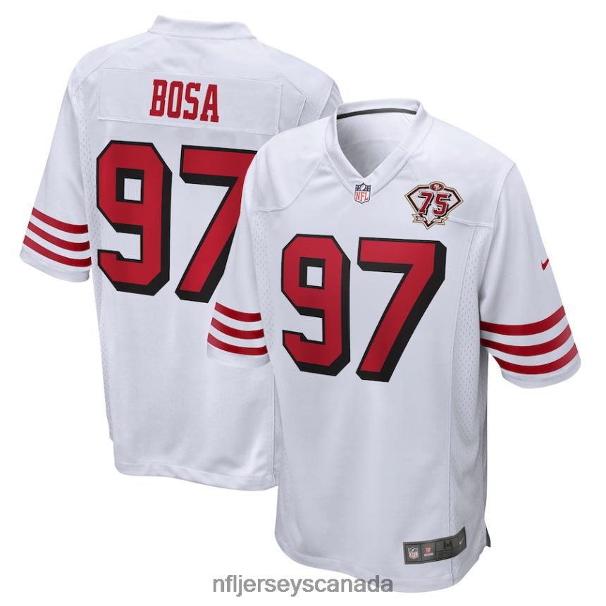 Men San Francisco 49ers Nick Bosa Nike White 75th Anniversary 2nd Alternate Game Jersey Clothing NFL TBXFR64602