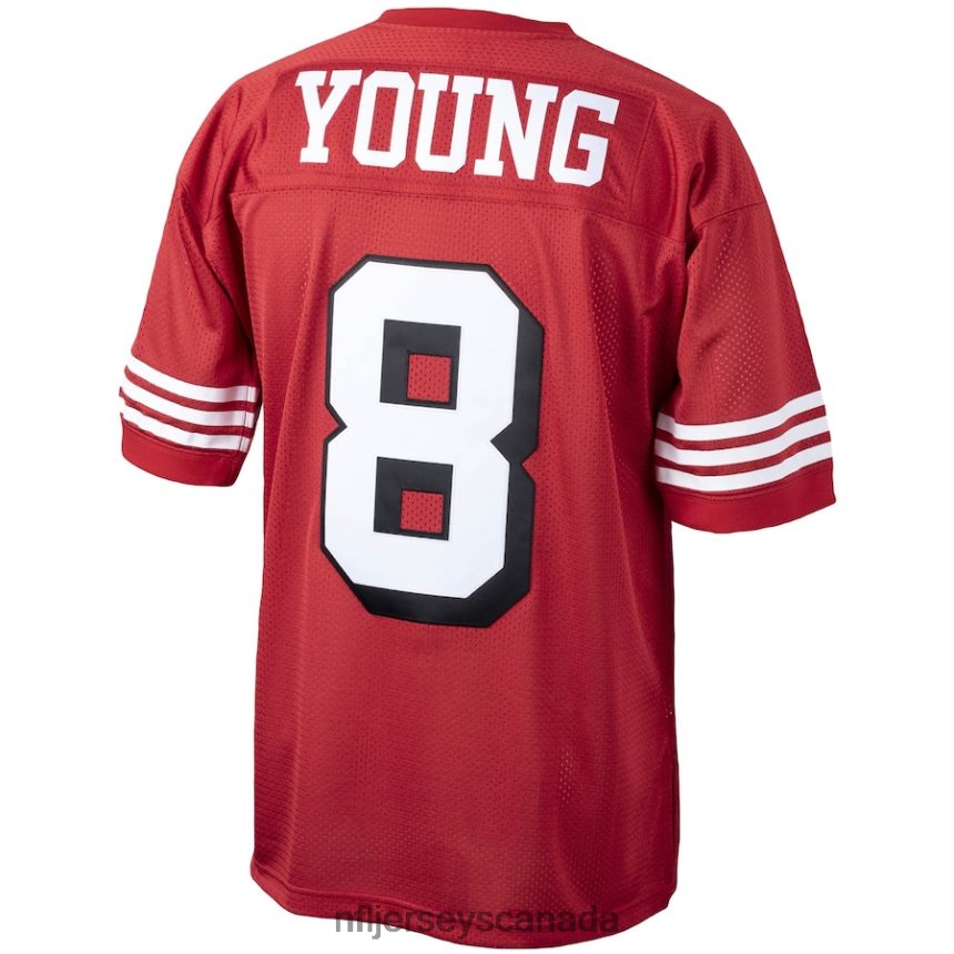 Men San Francisco 49ers Steve Young Mitchell  Ness Scarlet 1994 Authentic Throwback Retired Player Jersey Clothing NFL TBXFR6390