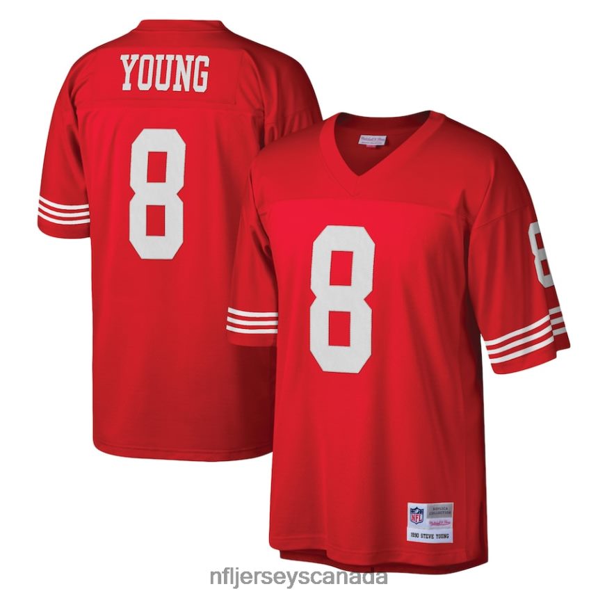 Men San Francisco 49ers Steve Young Mitchell  Ness Scarlet Legacy Replica Jersey Clothing NFL TBXFR62234