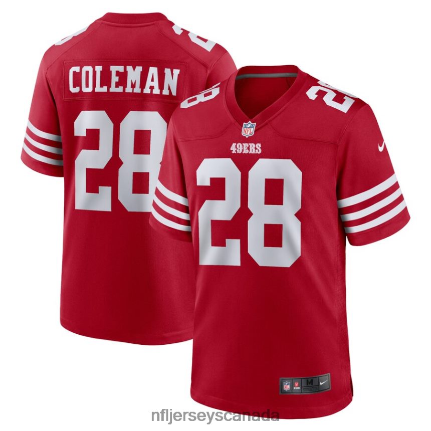 Men San Francisco 49ers Tevin Coleman Nike Scarlet Home Game Player Jersey Clothing NFL TBXFR66563