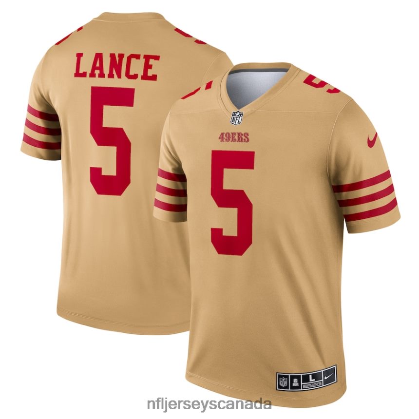Men San Francisco 49ers Trey Lance Nike Gold Inverted Legend Jersey Clothing NFL TBXFR61612