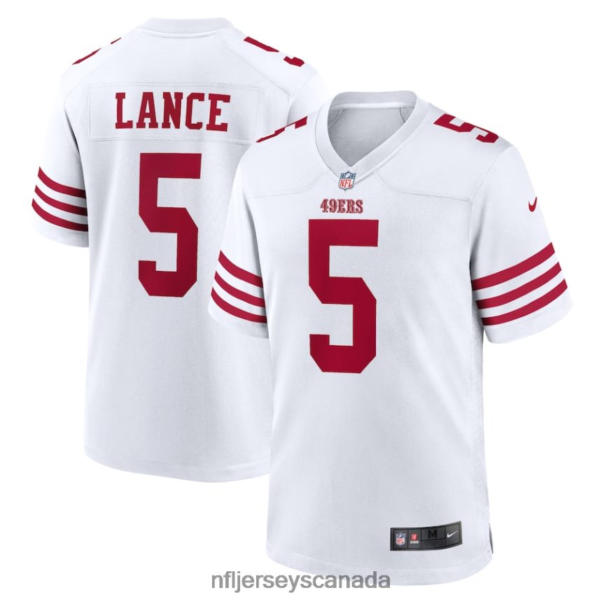 Men San Francisco 49ers Trey Lance Nike White Team Game Jersey Clothing NFL TBXFR65356
