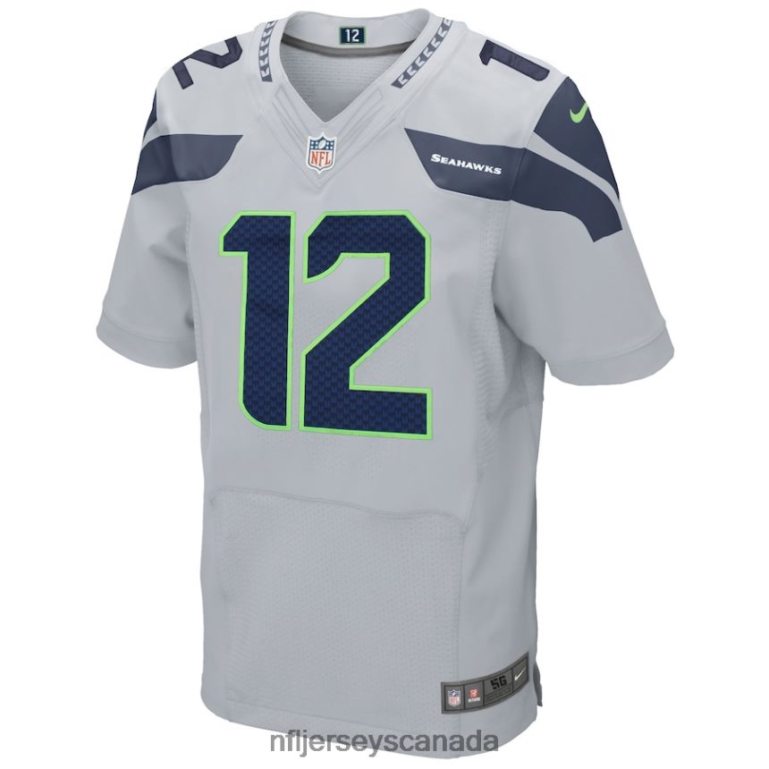 Men Seattle Seahawks 12s Nike Gray Elite Jersey Clothing NFL TBXFR63417