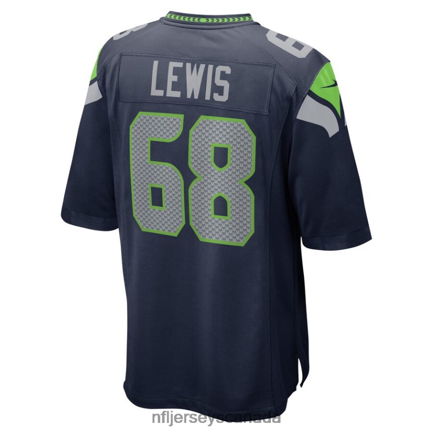 Men Seattle Seahawks Damien Lewis Nike College Navy Game Jersey Clothing NFL TBXFR65883