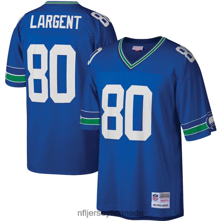 Men Seattle Seahawks Steve Largent Mitchell  Ness Royal Legacy Replica Jersey Clothing NFL TBXFR62502