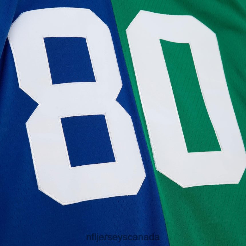 Men Seattle Seahawks Steve Largent Mitchell  Ness Royal/Green 1985 Split Legacy Replica Jersey Clothing NFL TBXFR62153