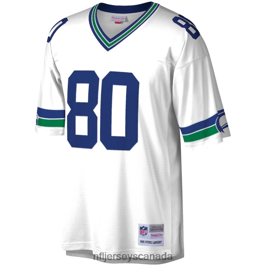 Men Seattle Seahawks Steve Largent Mitchell  Ness White Legacy Replica Jersey Clothing NFL TBXFR62539