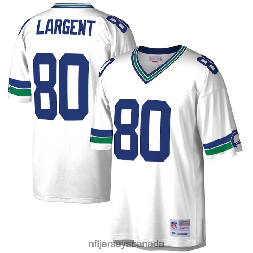 Men Seattle Seahawks Steve Largent Mitchell  Ness White Retired Player Legacy Replica Jersey Clothing NFL TBXFR64913