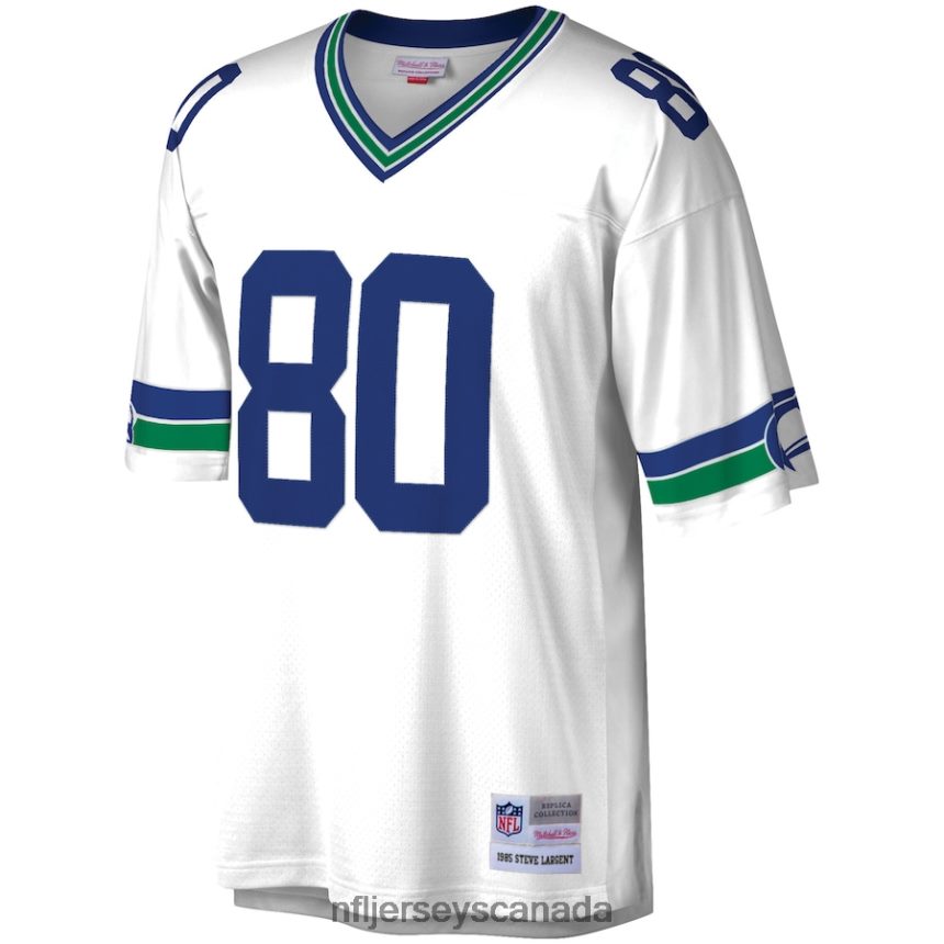 Men Seattle Seahawks Steve Largent Mitchell  Ness White Retired Player Legacy Replica Jersey Clothing NFL TBXFR64913