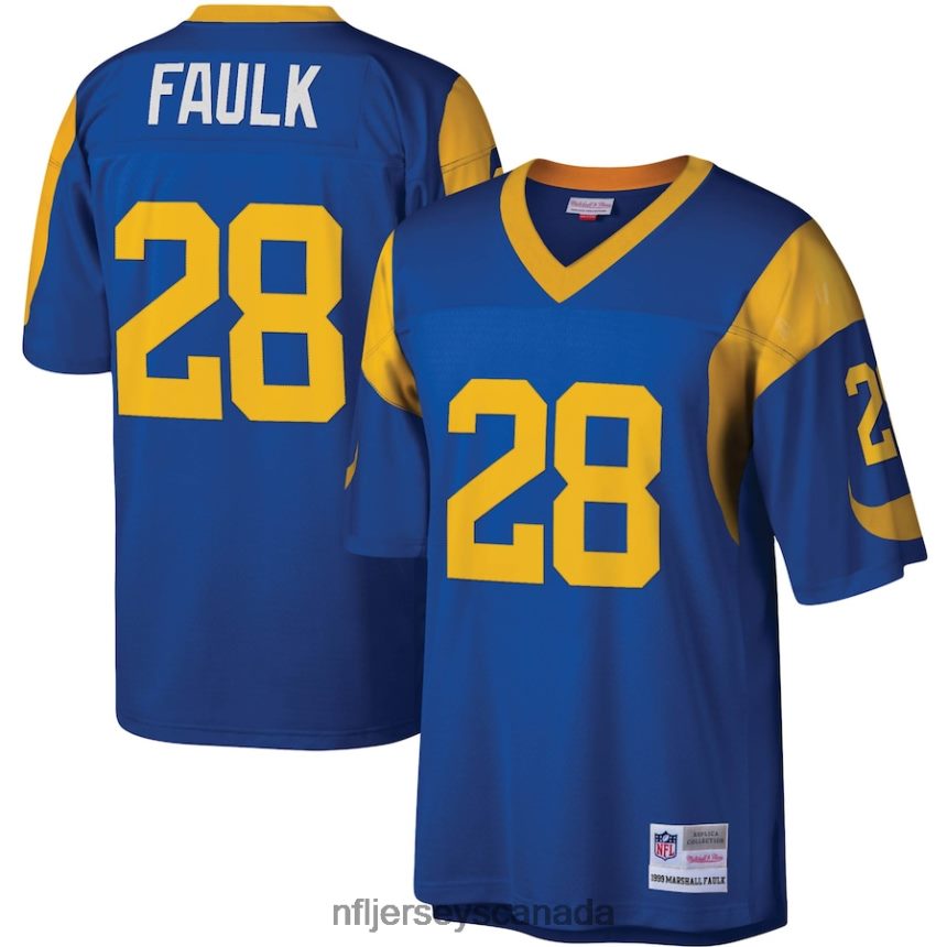 Men St Louis Rams Marshall Faulk Mitchell  Ness Royal Legacy Replica Jersey Clothing NFL TBXFR61492