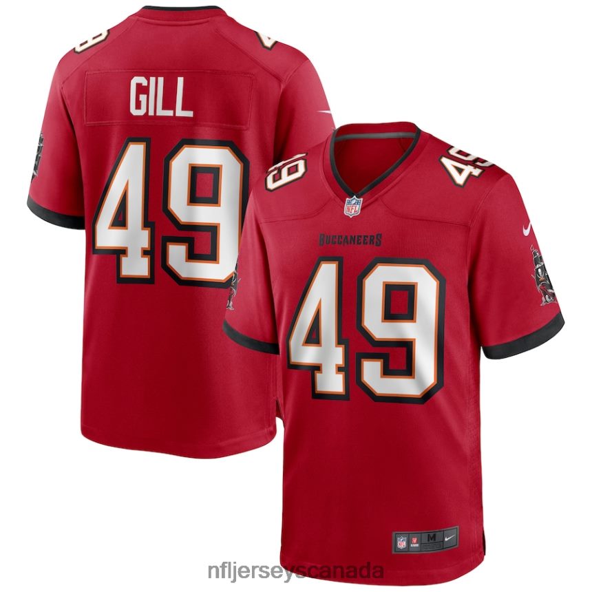 Men Tampa Bay Buccaneers Cam Gill Nike Red Game Jersey Clothing NFL TBXFR66377