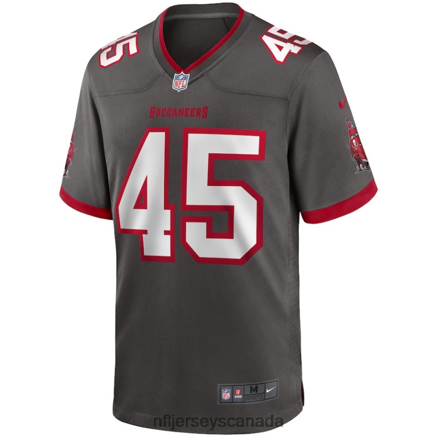 Men Tampa Bay Buccaneers Devin White Nike Pewter Game Jersey Clothing NFL TBXFR62488