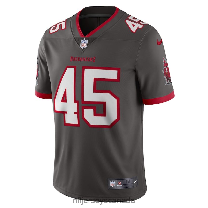 Men Tampa Bay Buccaneers Devin White Nike Pewter Vapor Limited Jersey Clothing NFL TBXFR62322