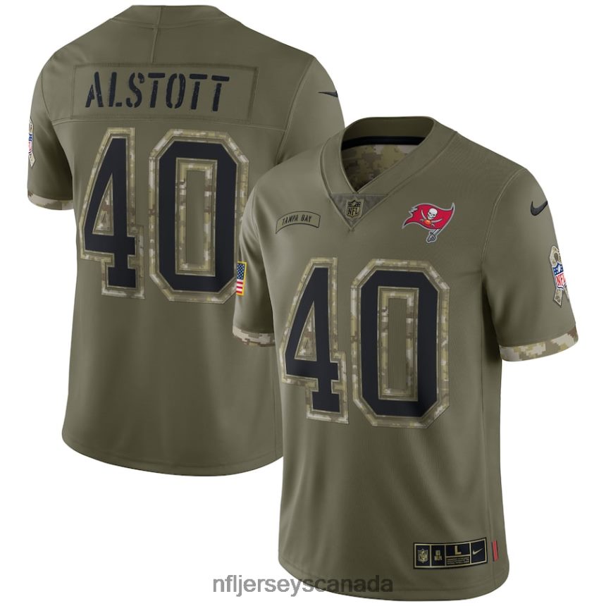 Men Tampa Bay Buccaneers Mike Alstott Nike Olive 2022 Salute To Service Retired Player Limited Jersey Clothing NFL TBXFR62351