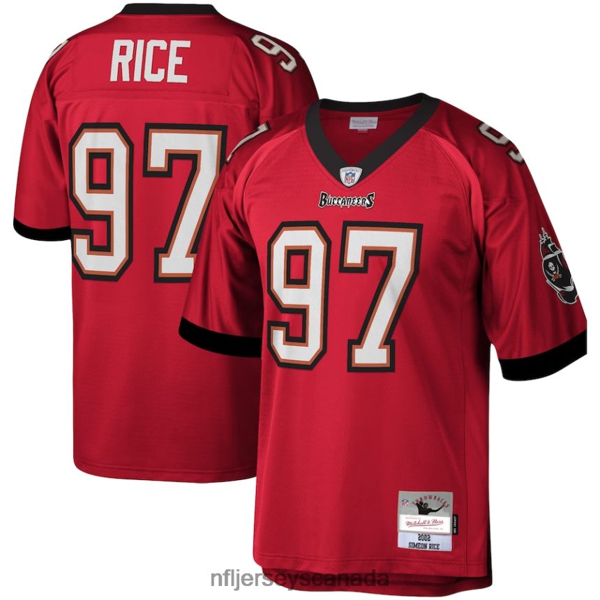 Men Tampa Bay Buccaneers Simeon Rice Mitchell  Ness Red Legacy Replica Jersey Clothing NFL TBXFR62108