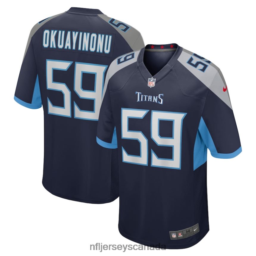 Men Tennessee Titans Sam Okuayinonu Nike Navy Home Game Player Jersey Clothing NFL TBXFR67069