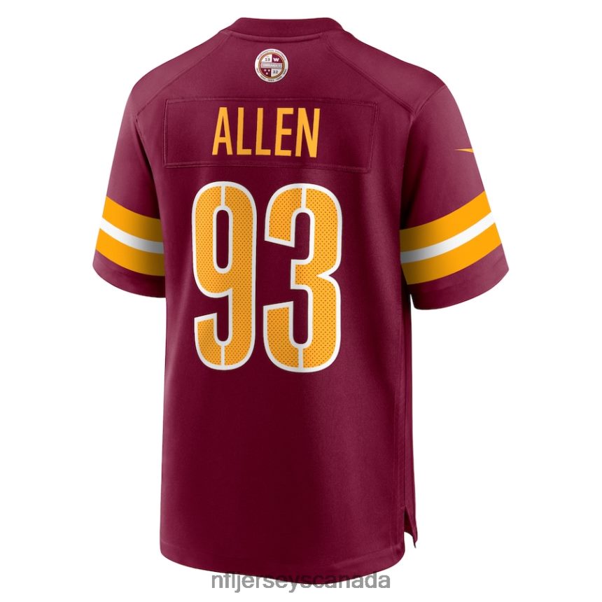 Men Washington Commanders Jonathan Allen Nike Burgundy Game Jersey Clothing NFL TBXFR62884