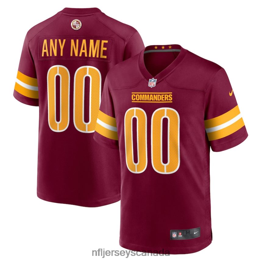 Men Washington Commanders Nike Burgundy Game Custom Player Jersey Clothing NFL TBXFR6257