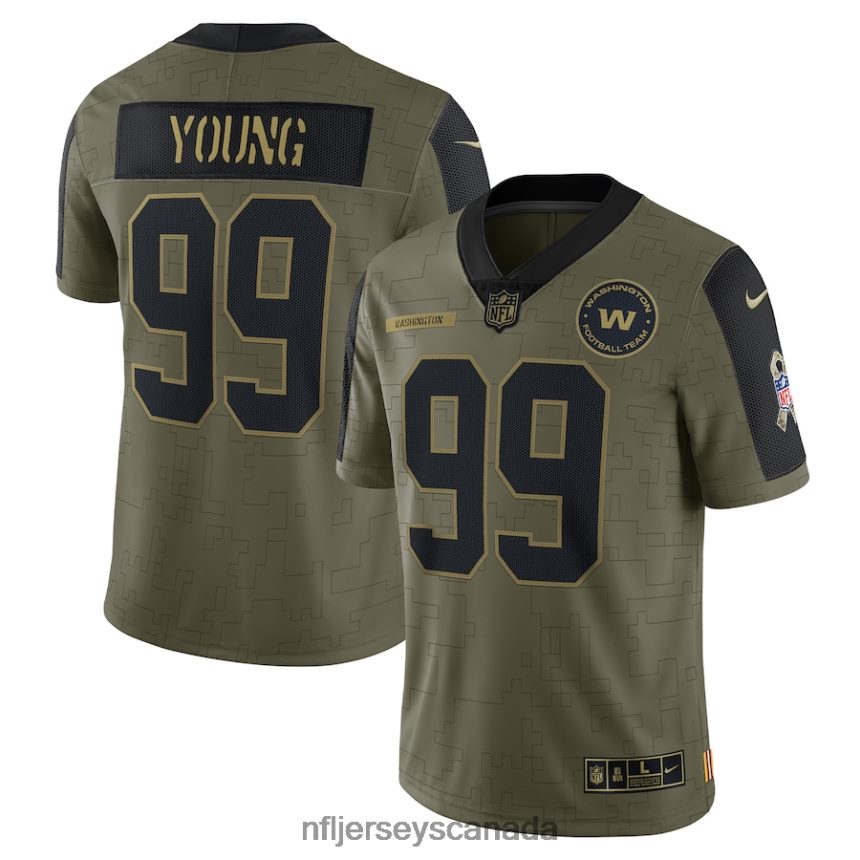 Men Washington Football Team Chase Young Nike Olive 2021 Salute To Service Limited Player Jersey Clothing NFL TBXFR63182