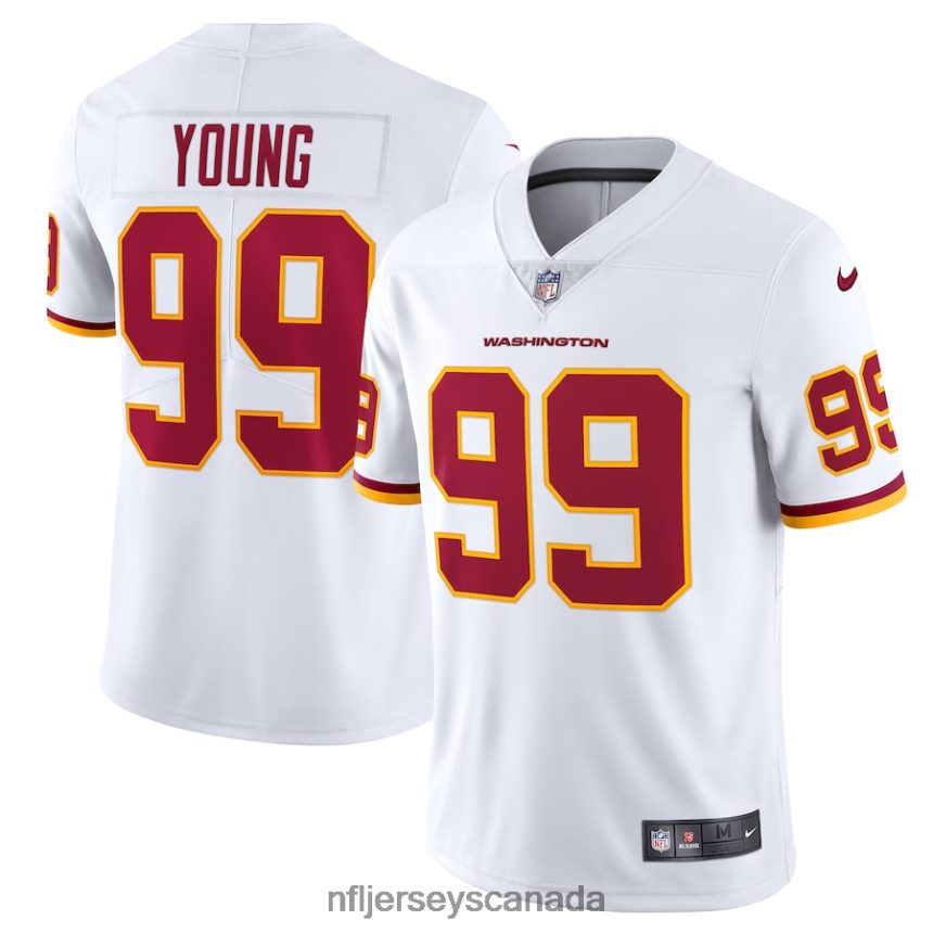 Men Washington Football Team Chase Young Nike White Vapor Limited Jersey Clothing NFL TBXFR62766