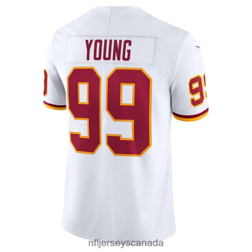 Men Washington Football Team Chase Young Nike White Vapor Limited Jersey Clothing NFL TBXFR62766