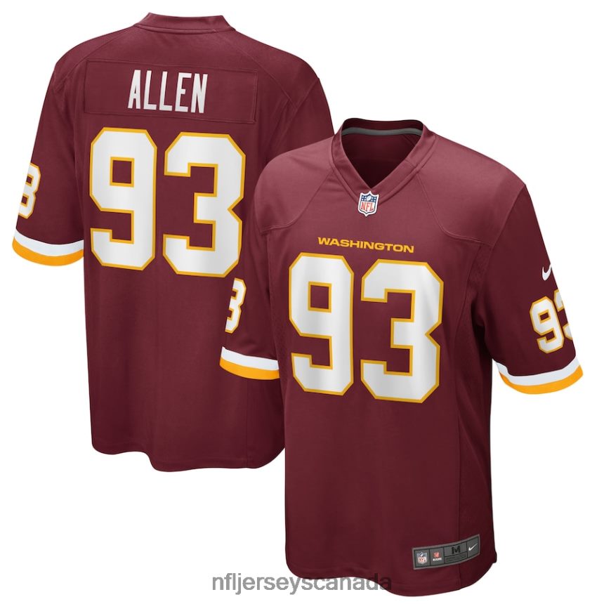 Men Washington Football Team Jonathan Allen Nike Burgundy Game Jersey Clothing NFL TBXFR65724