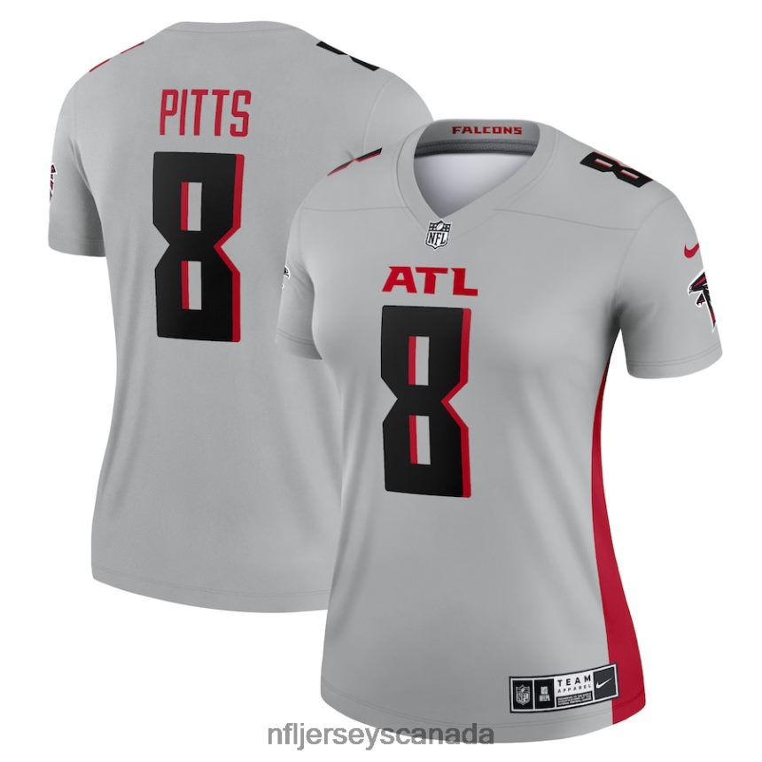 Women Atlanta Falcons Kyle Pitts Nike Gray Inverted Legend Jersey Clothing NFL TBXFR63632