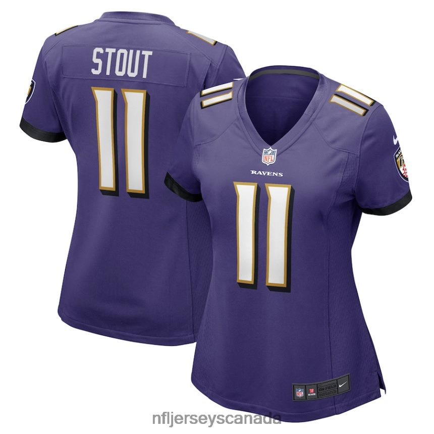 Women Baltimore Ravens Jordan Stout Nike Purple Player Game Jersey Clothing NFL TBXFR64247