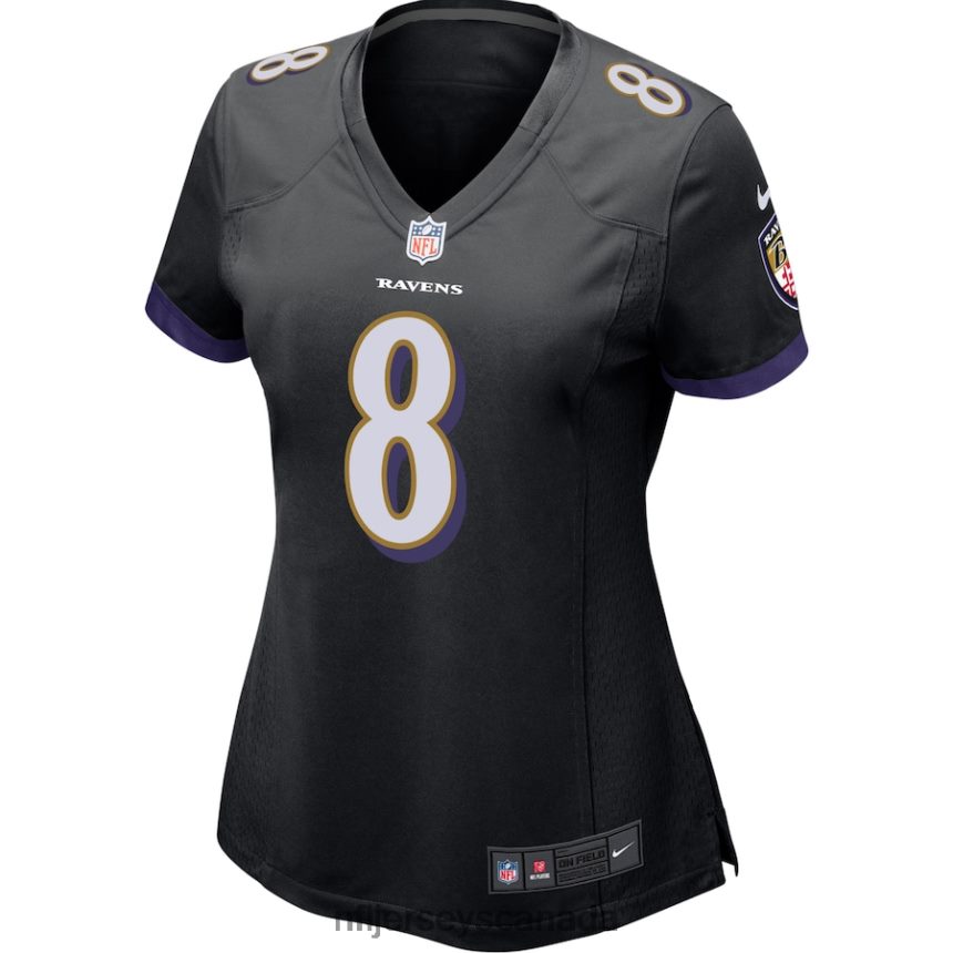 Women Baltimore Ravens Lamar Jackson Nike Black Game Jersey Clothing NFL TBXFR62763