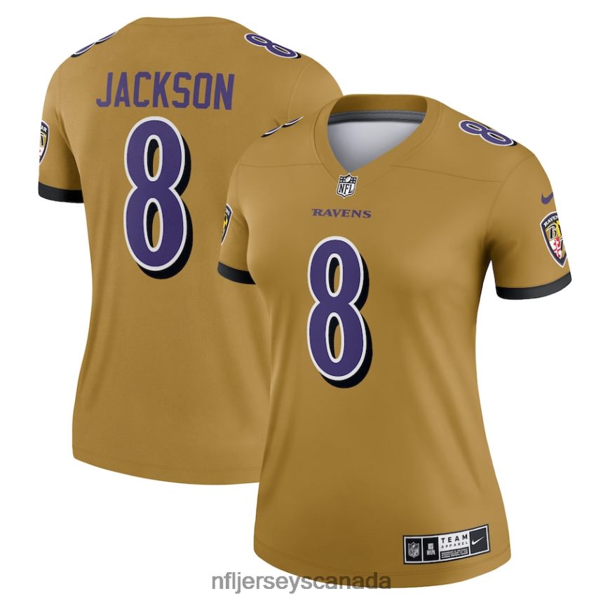Women Baltimore Ravens Lamar Jackson Nike Gold Inverted Legend Jersey Clothing NFL TBXFR63892