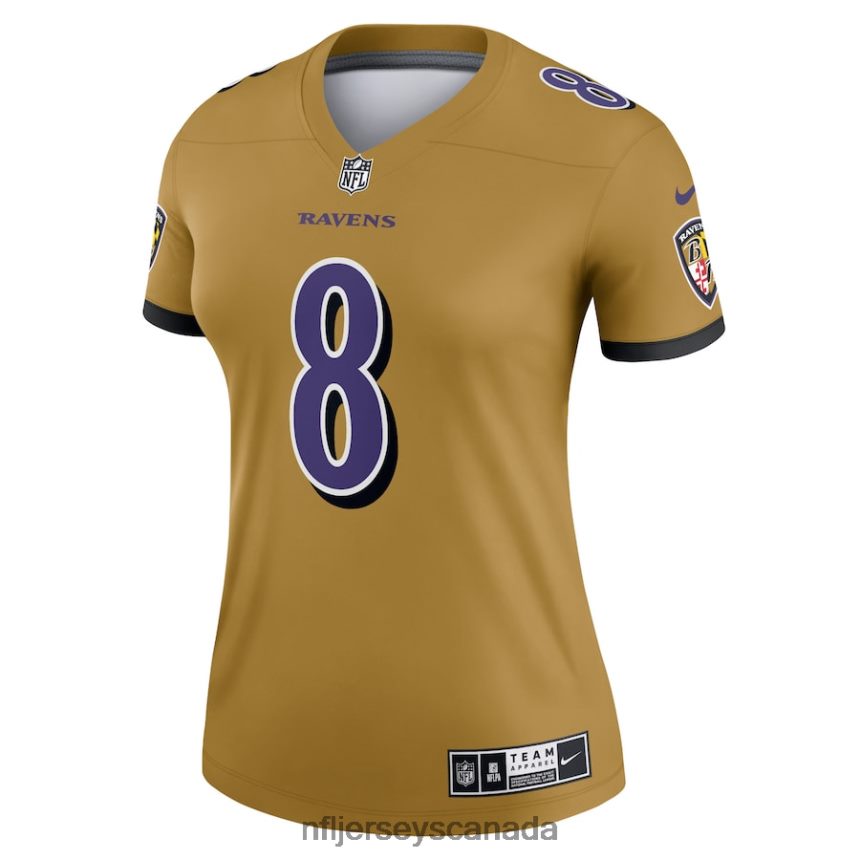Women Baltimore Ravens Lamar Jackson Nike Gold Inverted Legend Jersey Clothing NFL TBXFR63892