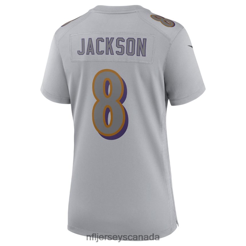 Women Baltimore Ravens Lamar Jackson Nike Gray Atmosphere Fashion Game Jersey Clothing NFL TBXFR63746