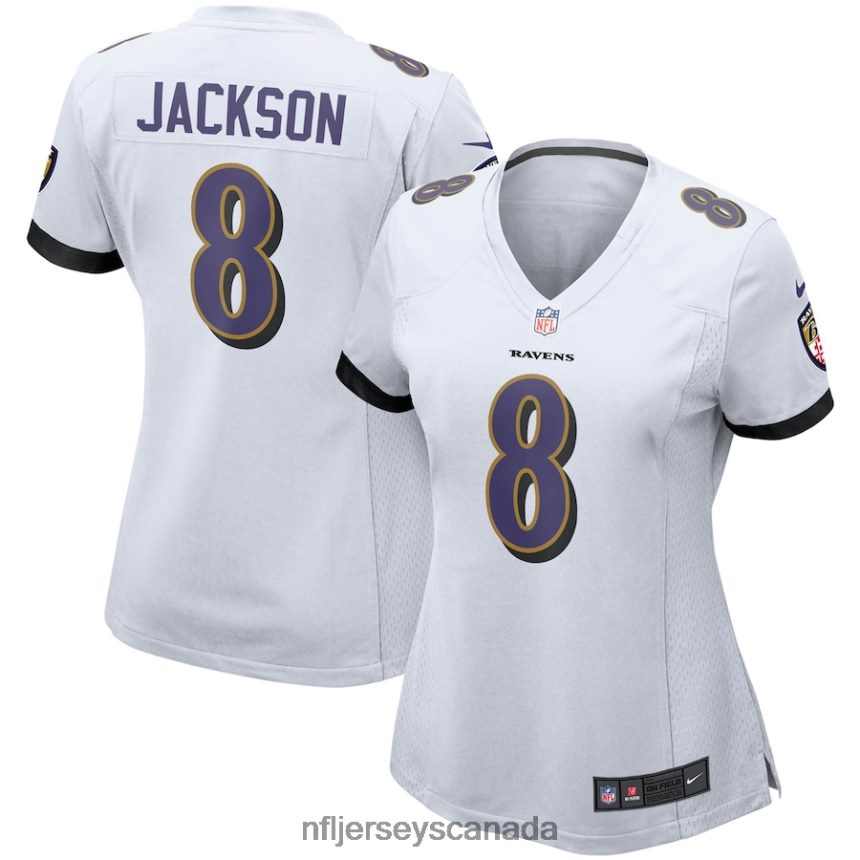 Women Baltimore Ravens Lamar Jackson Nike White Game Jersey Clothing NFL TBXFR62903