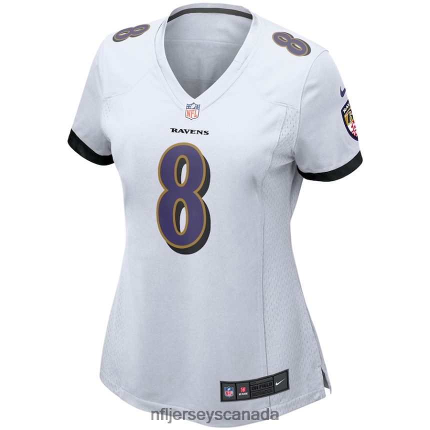Women Baltimore Ravens Lamar Jackson Nike White Game Jersey Clothing NFL TBXFR62903