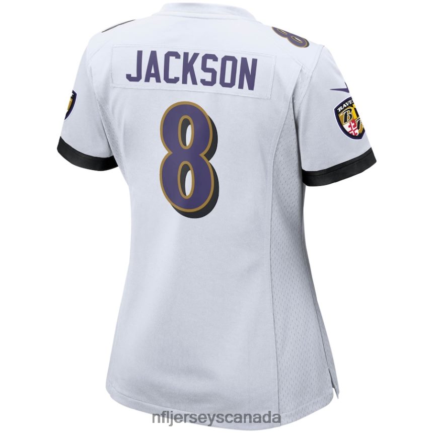 Women Baltimore Ravens Lamar Jackson Nike White Game Jersey Clothing NFL TBXFR62903